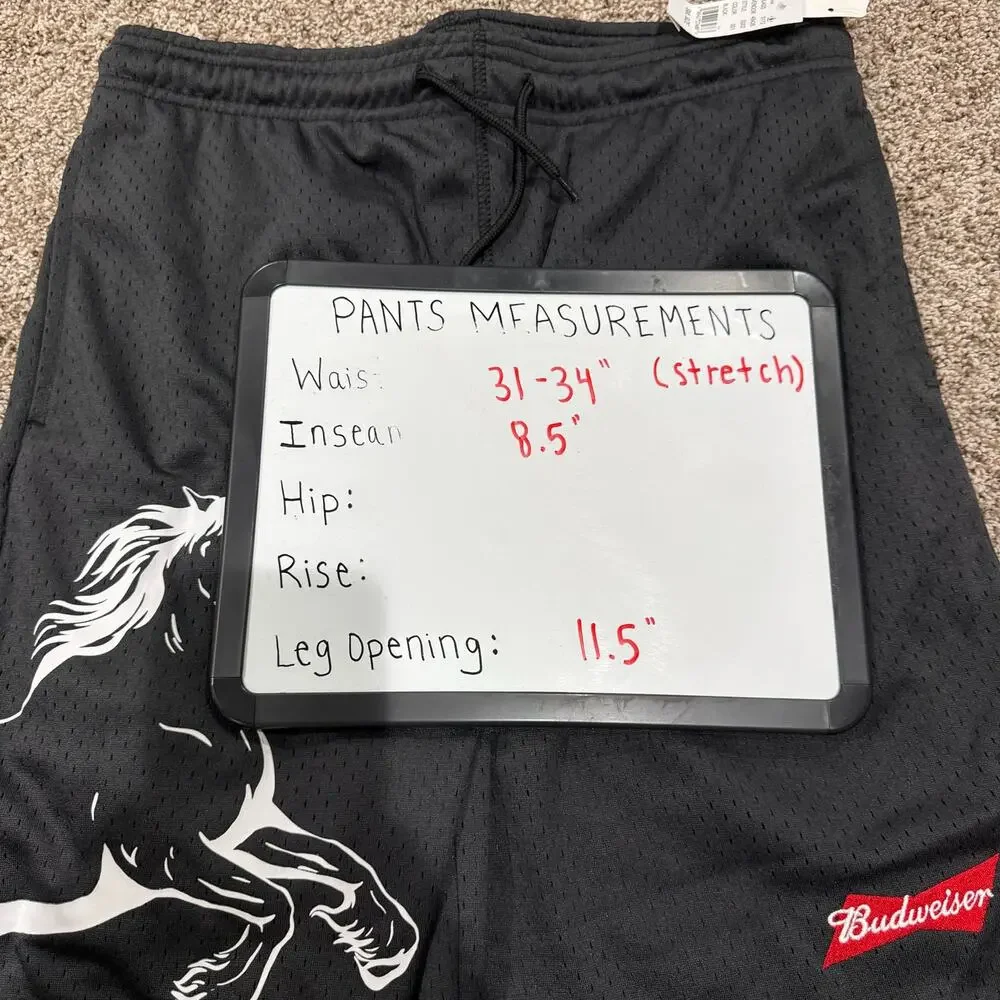 NWT Men's Pacsun x Budweiser Black Mesh Athletic Shorts Horse sz S x 8.5